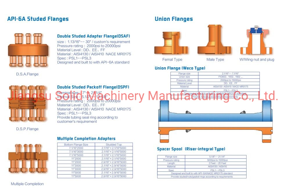 Double Studded Adapter, API 6A Flange (DSA) , Theaded Flange Adapter